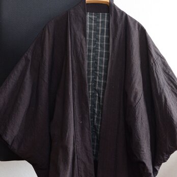 羽織 メンズ 着物 古布 木綿 藍染 縞模様 リメイク素材 アンティーク ジャパンヴィンテージ Haori Kimonoの画像
