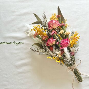 ミモザと薔薇の春スワッグ 母の日にも*の画像