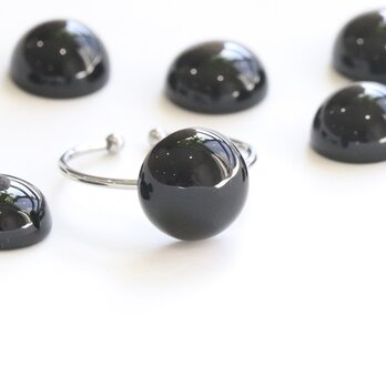 漆黒の一粒◆ 天然石ブラックオニキス フリーサイズリング シルバー／ゴールド ―Cool―