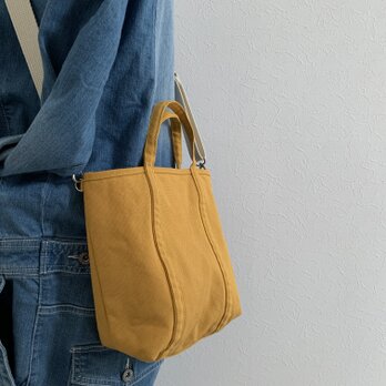 帆布 2wayショルダートート　「pote」(S) マスタードの画像