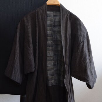 羽織 メンズ 着物 古布 木綿 縞模様 リメイク素材 アンティーク ジャパンヴィンテージ Haori Jacket Menの画像