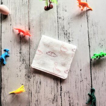 かわいい恐竜達　ハーフハンカチ　ガーゼハンカチ　タオルハンカチ　ダブルガーゼ　プチギフト　名入れの画像