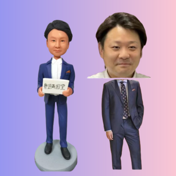 写真入り 人形 フィギュア❤名入れ 肖像画 似顔絵❤贈り物、彼氏、同僚、先輩、上司、友達❤誕生日 開店 周年記念 送別会 昇進のの画像