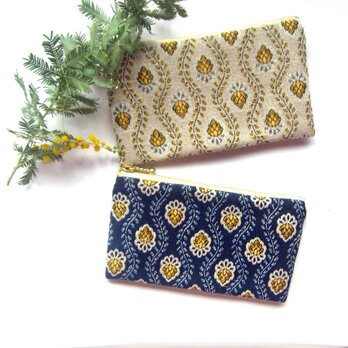 フランス生地　antique　bud　MS ポーチ　アンティーク蕾柄　メイク入れ　薬入れ　napkin入れカード入れのコピーの画像