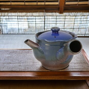 花かご急須　青【萬古焼】の画像