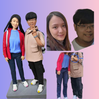 受注制作 ウエディングギフト 写真入り 結婚祝い 人形 フィギュア❤ケーキトッパー ❤肖像画 似顔絵❤カップル 両親❤周年記念の画像