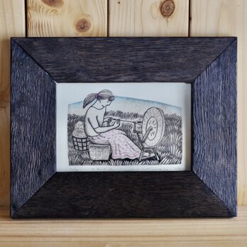 「つむぐ人」紙版画　の画像