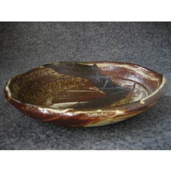 食器　焼締め墨模様中鉢　陶芸家オリジナル陶器（6）の画像