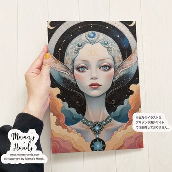 A4 ポスター プレアデス 星人 五次元 女性 レムリア 宇宙 メタトロン 神聖幾何学 開運 イラスト アートの画像