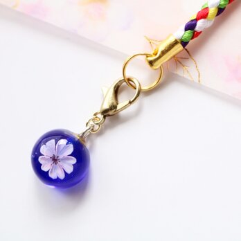 とんぼ玉＊ガラスの根付「桜」（カニカン付き）の画像
