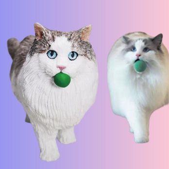 【受注作製】ペットギフト うちの子 写真入り 猫人形 フィギュア、名入れ 愛猫 肖像画 似顔絵❤ペットロス、誕生日、記念日の画像