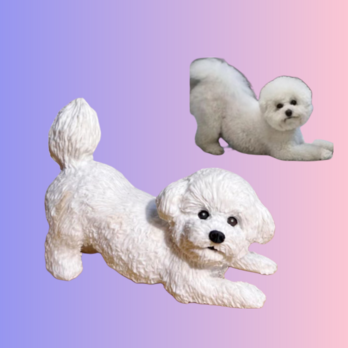 【受注作製】ペットギフト うちの子 写真入り 犬人形 フィギュア、名入れ 愛犬 肖像画 似顔絵❤ペットロス、誕生日、記念日の画像