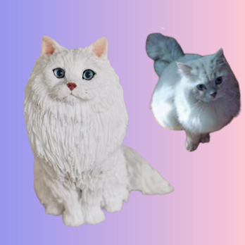 【受注作製】ペットギフト うちの子 写真入り 猫人形 フィギュア、名入れ 愛猫 肖像画 似顔絵❤ペットロス、誕生日、記念日の画像