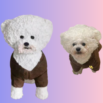 【受注作製】ペットギフト うちの子 写真入り 犬人形 フィギュア、名入れ 愛犬 肖像画 似顔絵❤ペットロス、誕生日、記念日の画像