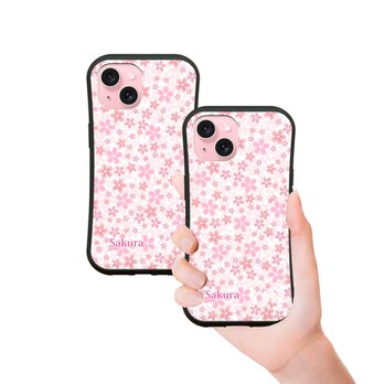 グリップケース iPhoneケース【桜のじゅーたん（New Design）】（名入れ可）の画像