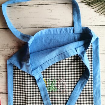文房具の刺繍　トートバッグ　肩掛け　レッスンバッグ　入園入学　名入れ　マチなし　ポケットの画像
