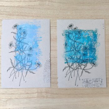 コラージュを添えたポストカード「blossom」の画像
