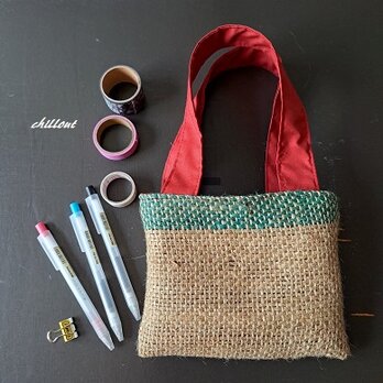 【コーヒーヘンプ】Coffee Hemp Bag：ミニトート：グリーンライン【0770】の画像