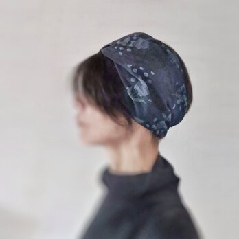 ターバンなヘアバンド　黒ムラ染め　送料無料の画像