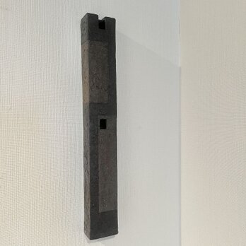 掛花入れ　二口(two inserts)  黒釉＆焼締　線刻紋　No.1の画像