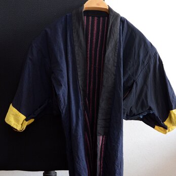 野良着 古布 木綿 着物 藍染 リメイク素材 ハンドメイド ジャパンヴィンテージ 昭和レトロ 生地 Noragi Haoriの画像