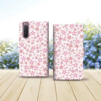 Android シンプル手帳型スマホケース（カメラ穴あり/はめ込みタイプ）【桜のじゅーたん（New Design）】の画像