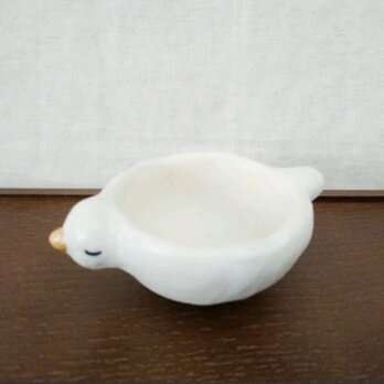白い小鳥皿の画像