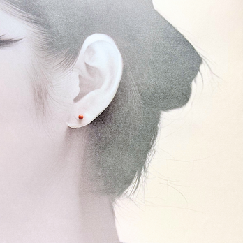 3mm シンプル ゴールドサンドストーン/茶金石  K18 ピアス - petit4S
