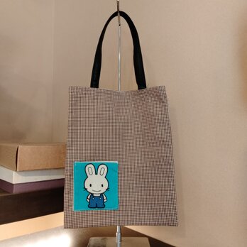 綿　ポケット付き手さげバッグ（ミニ）の画像