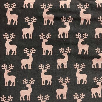 インド ブロックプリント生地 [50cm単位切売] Ajrak ベジタブルダイ 鹿 Xブラック トナカイSAIF0227の画像