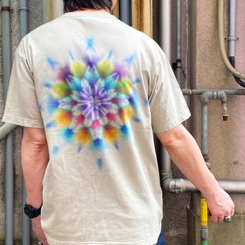 タイダイ Tシャツ XLサイズ 曼荼羅 ベージュ Hippies Dye HD23-76の画像