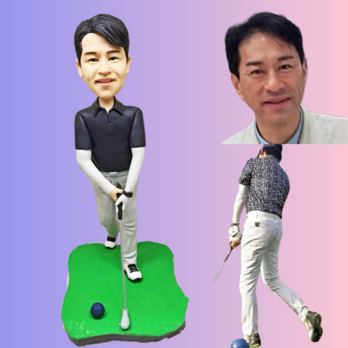 写真入り 人形 フィギュア❤名入れ 似顔絵❤贈り物、彼氏、同僚、友達❤ゴルフ、サッカー、野球、バスケットボール、テニスボールの画像