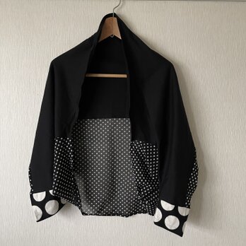 切替パッチワークドット　2ＷＡＹカットソー水玉黒白Ｆの画像