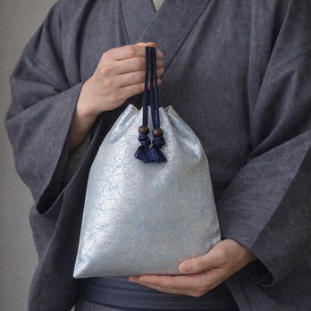 オーダー　合切袋　「シルバー調箔」　真綿箔　