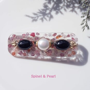 真珠とスピネルのジュエル・ヘアクリップ/バレッタ　～百花繚乱の画像