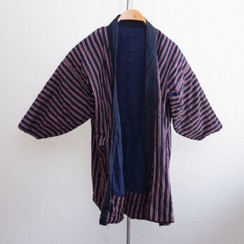 野良着 古布 木綿 着物 縞模様 リメイク素材 ハンドメイド ジャパンヴィンテージ 昭和レトロ 生地 Noragi Cottonの画像