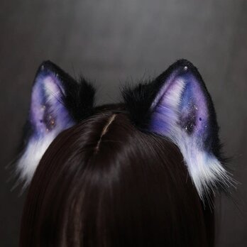 【受注生産】短毛の猫の耳カチューシャ 手作りリアルな毛皮のような ヘアアクセサリー シミュレーション動物の耳 ロリータの画像
