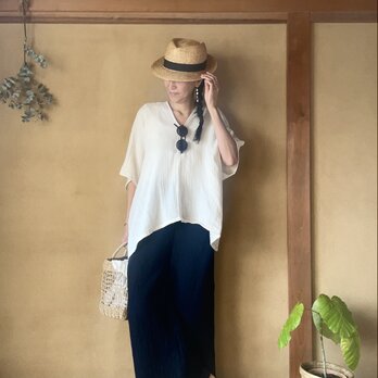 Double Gauze Cotton Oversized Tops/ダブルガーゼオーバーサイズトップスの画像