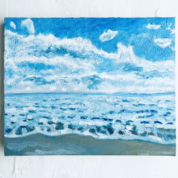 22×27㎝「朝の走快な海　20254」油彩・原画・F3の画像