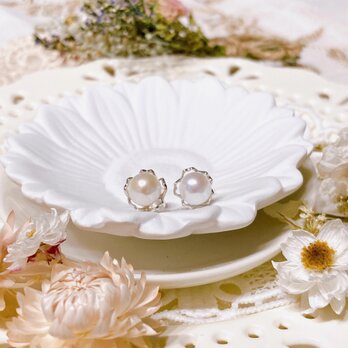 幸せを重ねる桜のパールピアス　silver925の画像