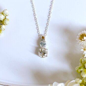 「好き」をずっと　雪だるまのネックレス　ブルートパーズ　ホワイトトパーズ　silver925の画像