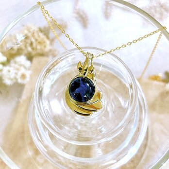 星になった鳥のアイオライトネックレス　silver925　真鍮の画像