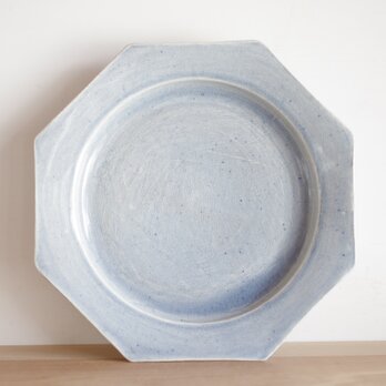 Octogonal plate・大・水(艶あり)の画像