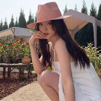ラフィアハット、麦わら帽子 ロールエッジハッ 最高品質 夏用 大人 ストローハット、ミディアムブリム 日よけの画像