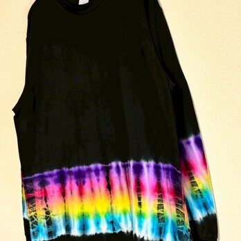 タイダイ 長袖Ｔシャツ XLサイズ ブラック×レインボー HIPPIES DYE HD23-80の画像