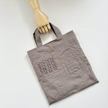 小さな布たちの手提げバッグ　モカグレー