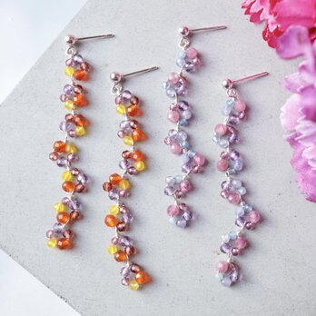 【選べるお花】カーネーション アジサイ 紫陽花 ピアス イヤリング 天然石 誕生石 silver925 母の日 春の画像