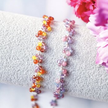 【選べるお花】カーネーション アジサイ 紫陽花 ブレスレット 天然石 誕生石 silver925 母の日 春 プレゼントの画像