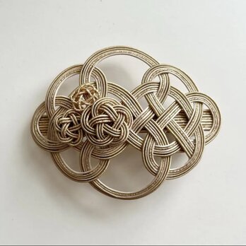 ･:*+.ハレの日バレッタ.:+･:*+.雲とお花.:+  クリームベージュ　水引亀結びバレッタ　着物　和装　卒業式　入学式