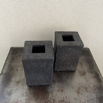 花器　黒釉　square smallの画像